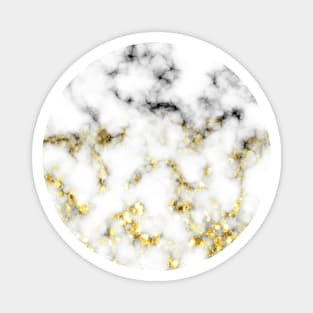 Black and white marble gold sparkle flakes Magnet